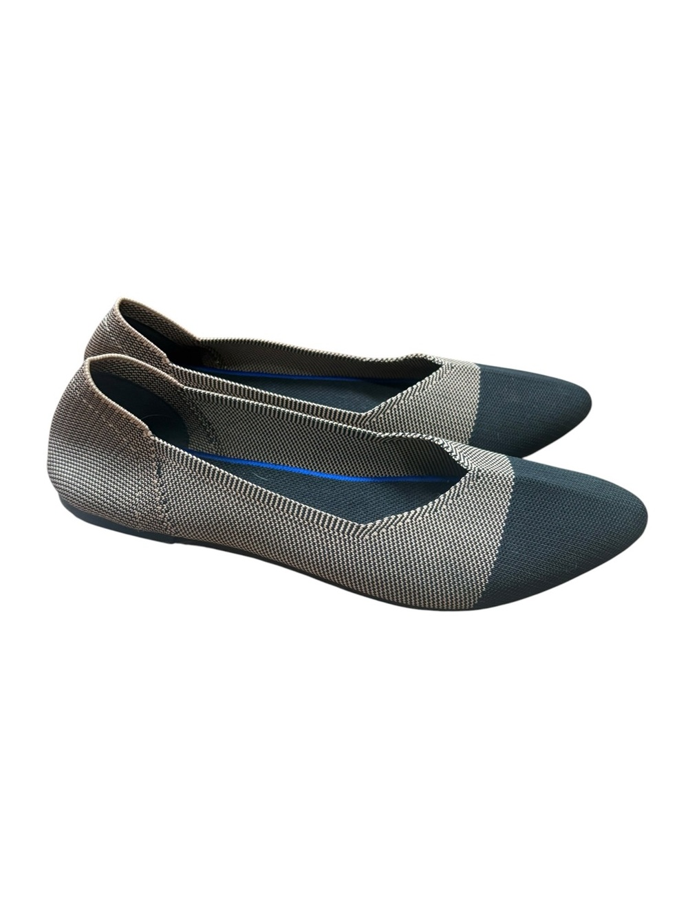 Two Tone Knit Ballet Flats Pointed Black Cap Toe size 40 9